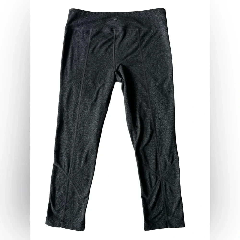 Prana Leggings Cropped Gray Crisscross Seams Size Medium - Picture 4 of 12